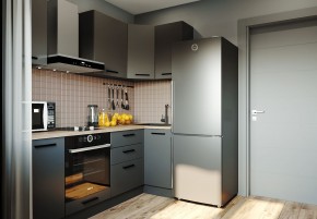 Кухня угловая Антрацит 2200х1000 (Стол. 38мм) в Копейске - kopejsk.mebel24.online | фото 1