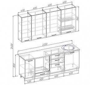 Кухонный гарнитур Антрацит 2200 (Стол. 26мм) в Копейске - kopejsk.mebel24.online | фото 3