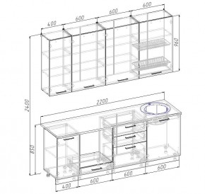 Кухонный гарнитур Дели 2200 (Стол. 26мм) в Копейске - kopejsk.mebel24.online | фото 2