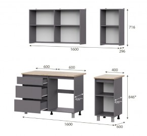 Кухонный гарнитур ДЕНВЕР (1600) Графит серый/Дуб Сонома в Копейске - kopejsk.mebel24.online | фото 2