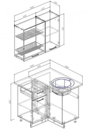 Кухонный гарнитур угловой Лофт 1000х1000 (Стол. 26мм) в Копейске - kopejsk.mebel24.online | фото 2