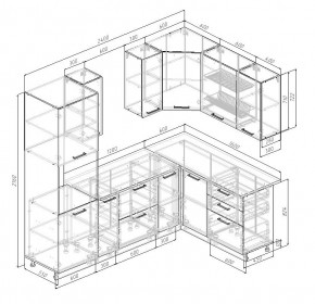 Кухонный гарнитур угловой Трансильвания 2400x1600 мм (Стол. 38 мм) в Копейске - kopejsk.mebel24.online | фото 2