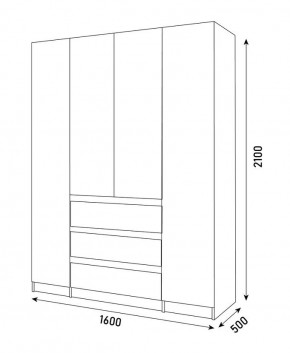 ПАРУС Шкаф 4-х ств. 1600 в Копейске - kopejsk.mebel24.online | фото 3