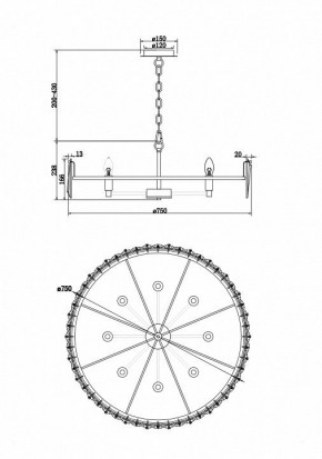 Подвесной светильник Maytoni Puntes MOD043PL-08CH в Копейске - kopejsk.mebel24.online | фото 4