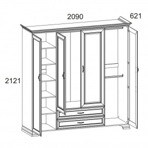 Шкаф 4D2S Z, TIFFANY, цвет вудлайн кремовый в Копейске - kopejsk.mebel24.online | фото 1