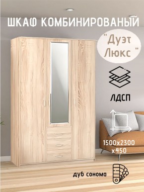 Шкаф комбинированный Дуэт Люкс с зеркалом в Копейске - kopejsk.mebel24.online | фото 1
