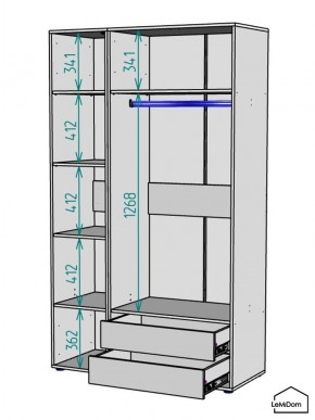 Шкаф Linnea MHR-3PO-2 2050х1200х510 (Белый-М 11.1.1) в Копейске - kopejsk.mebel24.online | фото 3
