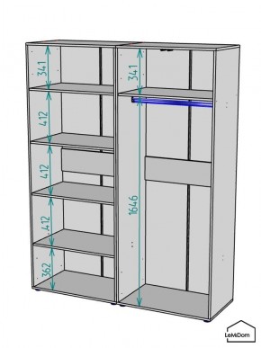 Шкаф Linnea MHR-4-1 2050х1600х510 (Графит-М 11.1.25) в Копейске - kopejsk.mebel24.online | фото 3