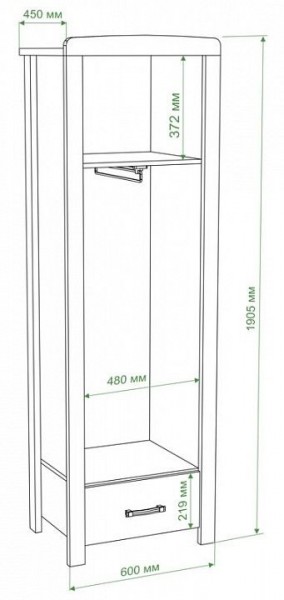 Шкаф платяной Бартоло Ш1Д в Копейске - kopejsk.mebel24.online | фото 2