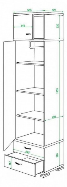 Шкаф платяной Домино КС-10 в Копейске - kopejsk.mebel24.online | фото 3