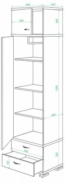 Шкаф платяной Домино КС-10 в Копейске - kopejsk.mebel24.online | фото 2