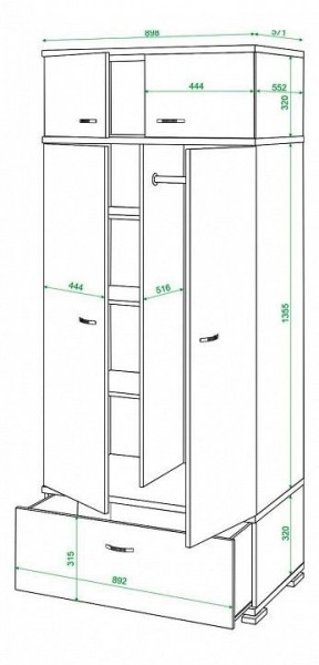 Шкаф платяной Домино КС-20 в Копейске - kopejsk.mebel24.online | фото 3