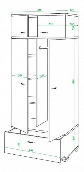 Шкаф платяной Домино КС-20 в Копейске - kopejsk.mebel24.online | фото 3