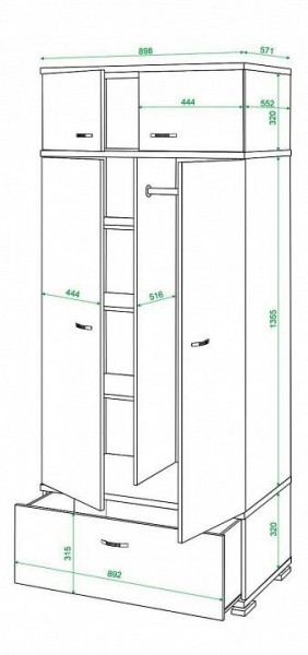 Шкаф платяной Домино КС-20 в Копейске - kopejsk.mebel24.online | фото 2