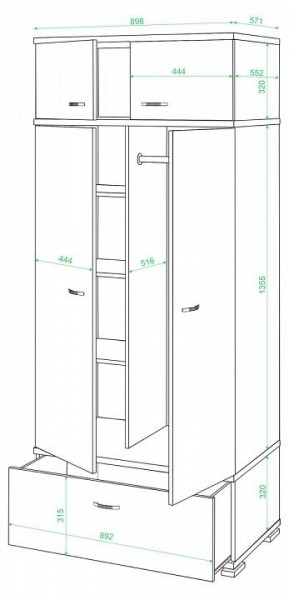 Шкаф платяной Домино КС-20 в Копейске - kopejsk.mebel24.online | фото 2