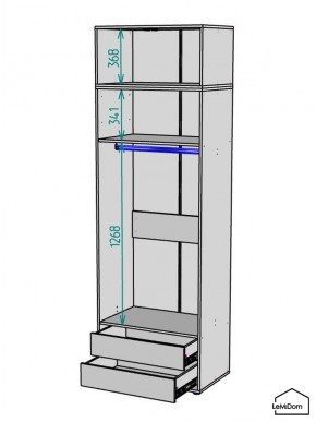 Шкаф с антресолью Linnea MHR-2A-3 2450х800х510 (Графит-М 11.1.25) в Копейске - kopejsk.mebel24.online | фото 3
