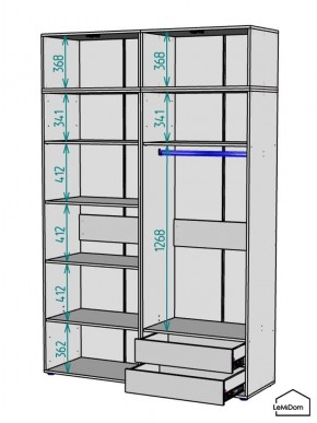 Шкаф с антресолью Linnea MHR-4A-2 2450х1600х510 (ДВ-М 11.1.25) в Копейске - kopejsk.mebel24.online | фото 3