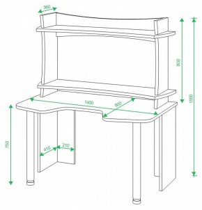 Стол компьютерный Домино lite СКЛ-Игр140 в Копейске - kopejsk.mebel24.online | фото 2