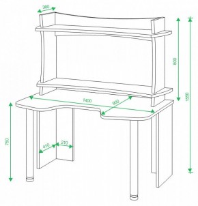 Стол компьютерный Домино Lite СКЛ-Игр140+НКИЛ140ВЛ в Копейске - kopejsk.mebel24.online | фото 2