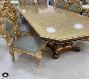 Стол прямоугольный раскладной Изабелла GOLD (столешница под мрамор) 2500(3000)*1100 в Копейске - kopejsk.mebel24.online | фото