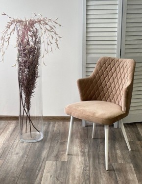 Стул HERMAN 360 град. БЕЖЕВЫЙ #5, велюр / белый каркас М-City в Копейске - kopejsk.mebel24.online | фото 3