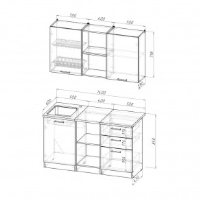 ТОМИЛЛА Кухонный гарнитур Медиум 4 (1400 мм ) в Копейске - kopejsk.mebel24.online | фото 2