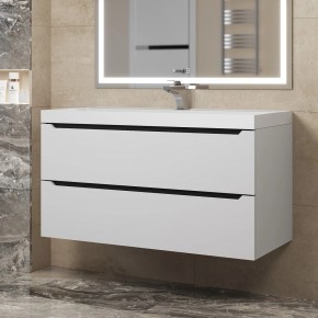 Тумба под раковину Uperwood Tanos 100 см, подвесная, белая/графит в Копейске - kopejsk.mebel24.online | фото