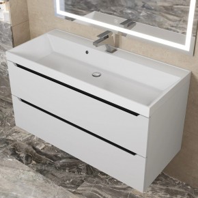 Тумба под раковину Uperwood Tanos 100 см, подвесная, белая/графит в Копейске - kopejsk.mebel24.online | фото 10