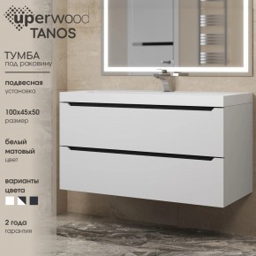Тумба под раковину Uperwood Tanos 100 см, подвесная, белая/графит в Копейске - kopejsk.mebel24.online | фото 3