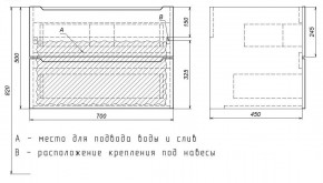 Тумба под раковину Uperwood Tanos 70 см, подвесная, белая/графит в Копейске - kopejsk.mebel24.online | фото 7