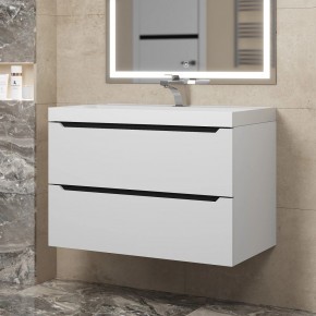 Тумба под раковину Uperwood Tanos 80 см, подвесная, белая/графит в Копейске - kopejsk.mebel24.online | фото