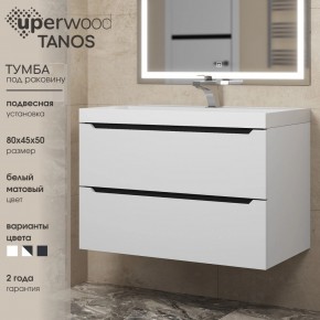 Тумба под раковину Uperwood Tanos 80 см, подвесная, белая/графит в Копейске - kopejsk.mebel24.online | фото 3