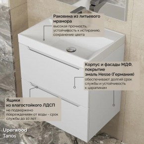 Тумба с раковиной Uperwood Tanos 50 см, подвесная, белая матовая в Копейске - kopejsk.mebel24.online | фото 6